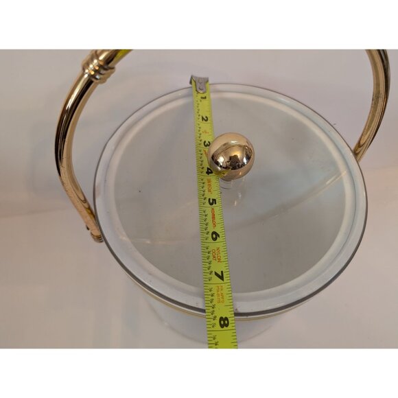 Vintage MCM Silver Ice Bucket With Gold Handle & Lid Knob - Picture 8 of 8